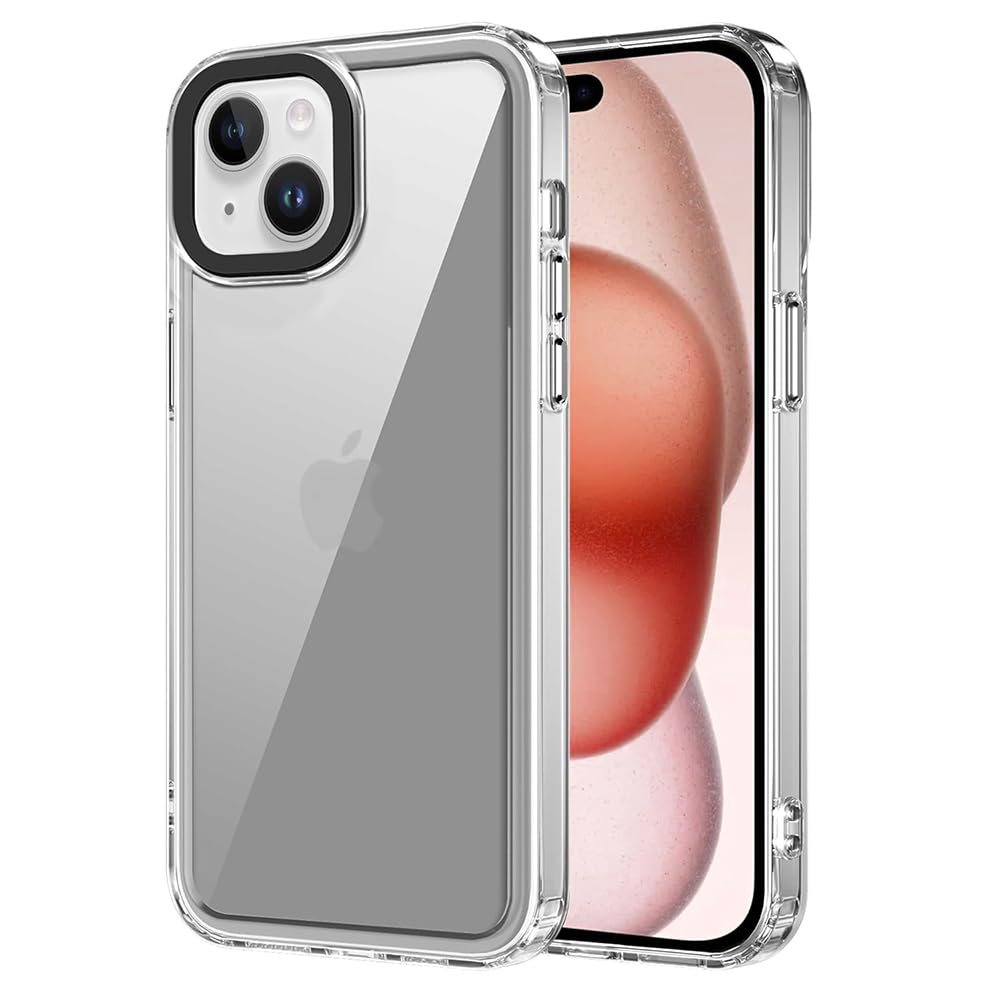 amazon basics Rugged Transparent Back Cover for iPhone 14 Plus / 15 Plus | PC + TPU Hybrid Case | Shockproof | Camera Protection | Slim & Durable for Apple iPhone 14 Plus / 15 Plus (Crystal Clear)