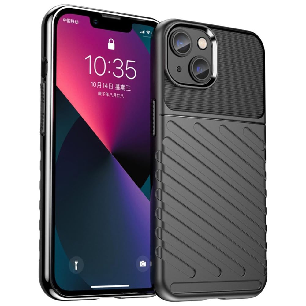 amazon basics Shockproof Mobile Cover for Apple iPhone 14 Plus (360 Degree Protection | Protective Design | Anti-Scratch Tough Slim TPU Case), Black