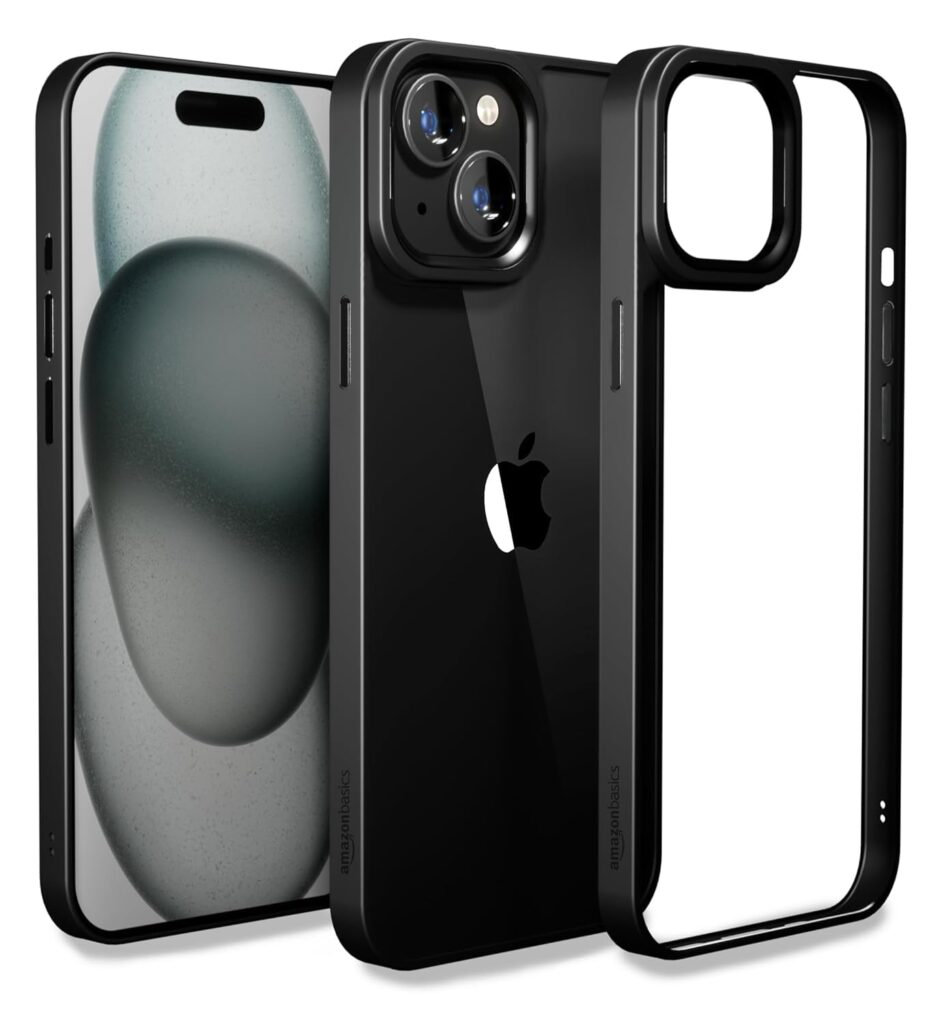 amazon basics Ultra Hybrid Back Cover Case Compatible with iPhone 15 (TPU + Poly Carbonate | Matte Black)