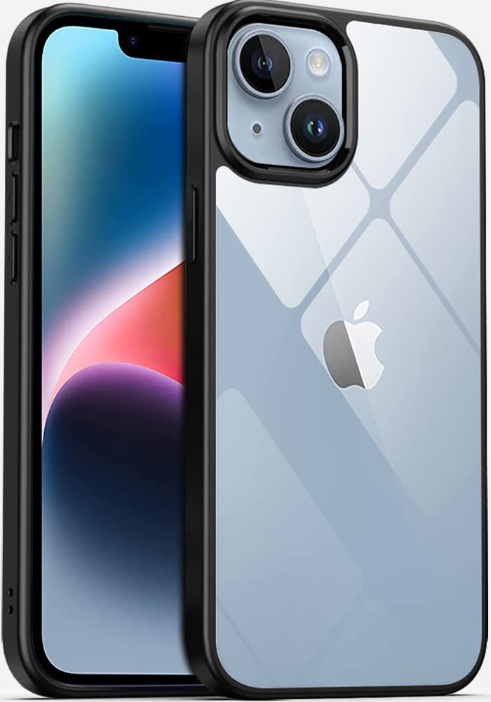 amazon basics Ultra Hybrid Camera Protection Back Cover Case For Iphone 14 Plus (Polycarbonate,Tpu,Sides Black Back Clear)