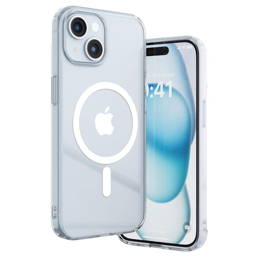 eller santé® Glassy MagPro Back Cover Case for iPhone 15 Plus Shockproof Slim Thin Non-Yellowing Scratch Resistant Military-Grade Protection Compatible with MagSafe - Transparent