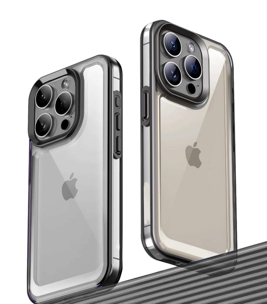 mobistyle Designed for iPhone 15 Pro Max Cover | Shockproof Clear Back Cover Case Compatible with iPhone 15 Pro Max Cover (Polycarbonate |Sides Black |Back Clear)