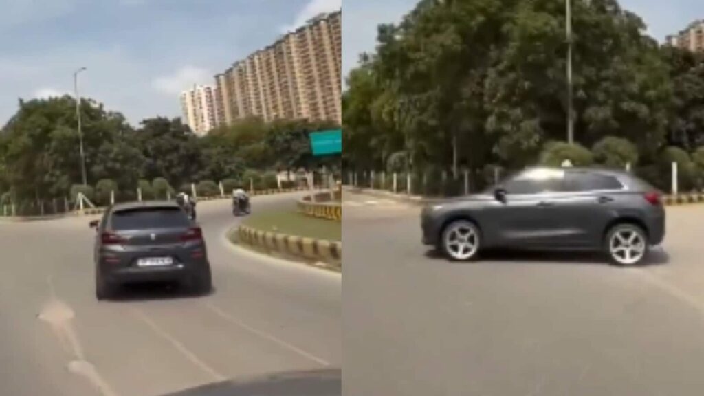 Man performs risky stunts with Maruti Baleno in Greater Noida, fined ₹57,500 by traffic police