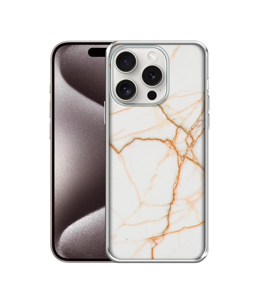 Amazon Brand- Solimo Basic Case for Apple iPhone 15 Pro Max (Silicone_White Marble)