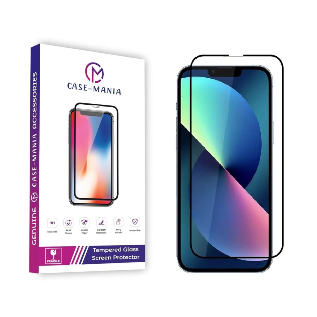 Military-Grade Gorilla Tempered Glass Compatible For iPhone 13/13 Pro / 14 / 16e (Black) With Edge To Edge Coverage With Easy Installation Kit, (6.1 Inches) Pack Of 1