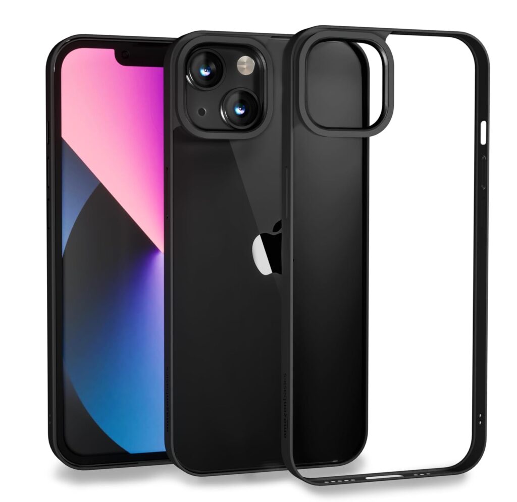 amazon basics Ultra Hybrid Back Cover Case Compatible with iPhone 13 and iPhone 14 (TPU + Poly Carbonate | Matte Black)