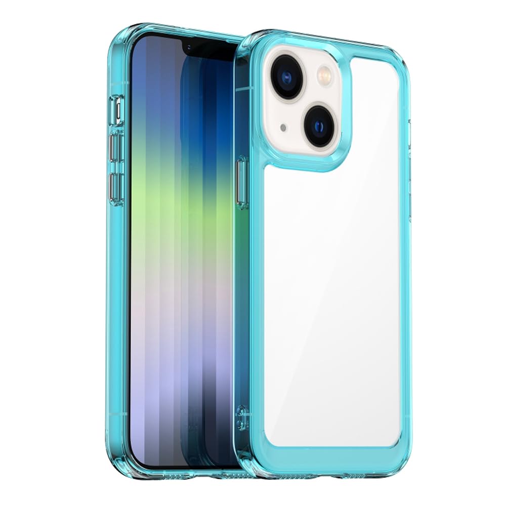 Amazon Brand- Solimo Basic Case for Apple iPhone 14 Plus (Polycarbonate_Transparent Blue)