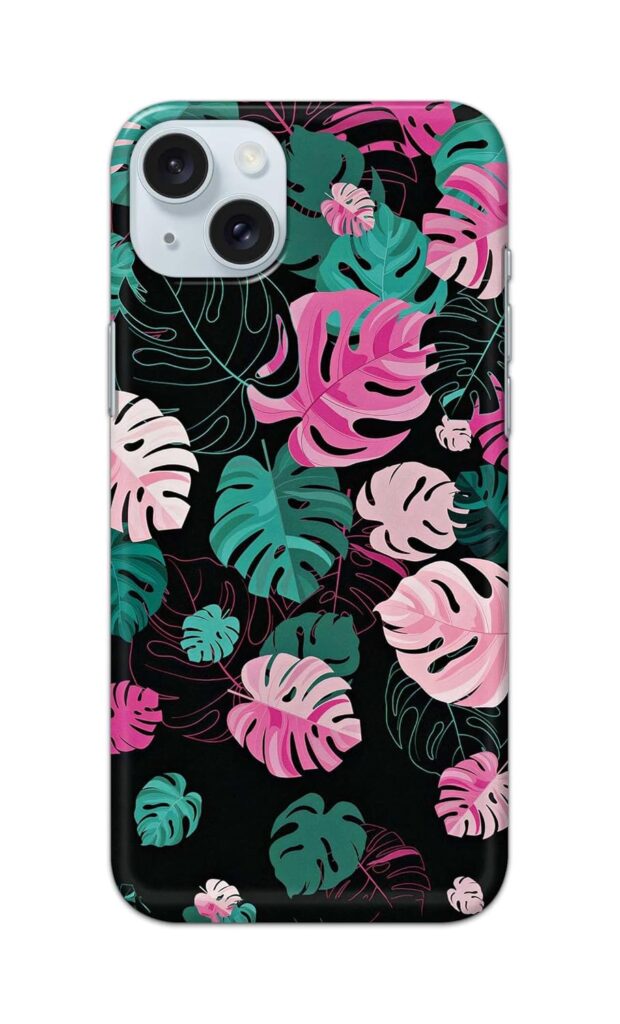 Printed Hard Back Cover for Apple iPhone 15 Plus Back Cover (Seamless Leaves) -190724(EP)