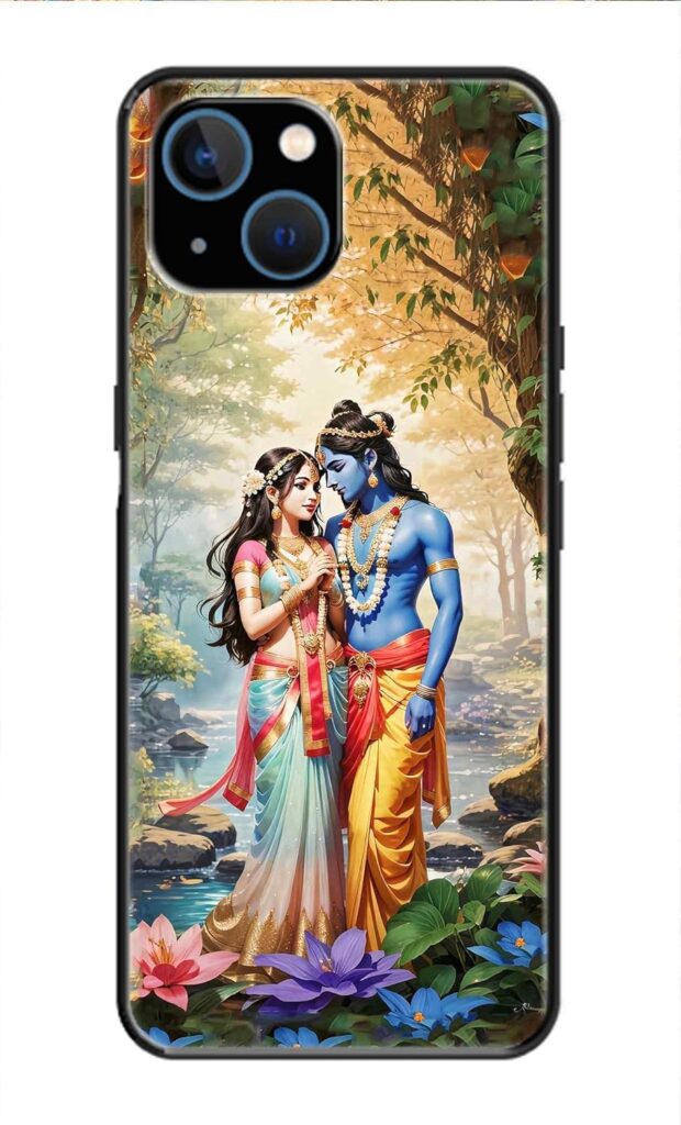 Metal TPU Printed Back Cover for Apple iPhone 14 Plus (Lord Rama and Sita) 360 Degree Protection | Camera Protection -25092024(at)