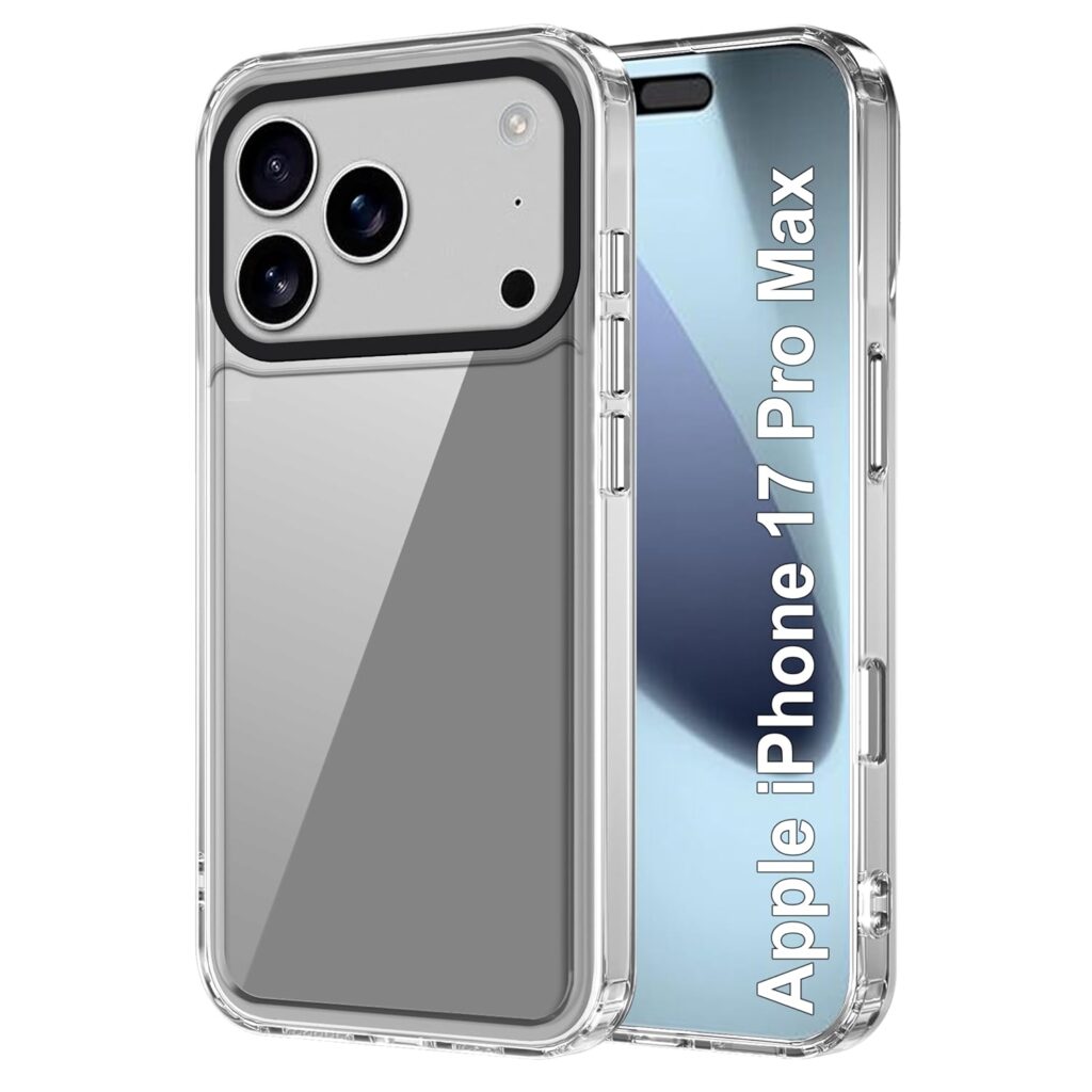 amazon basics Back Case Cover for iPhone 17 Pro Max | Compatible for iPhone 17 Pro Max Back Cover | Case Cover with Camera Protection | (TPU + PC | Transparent)
