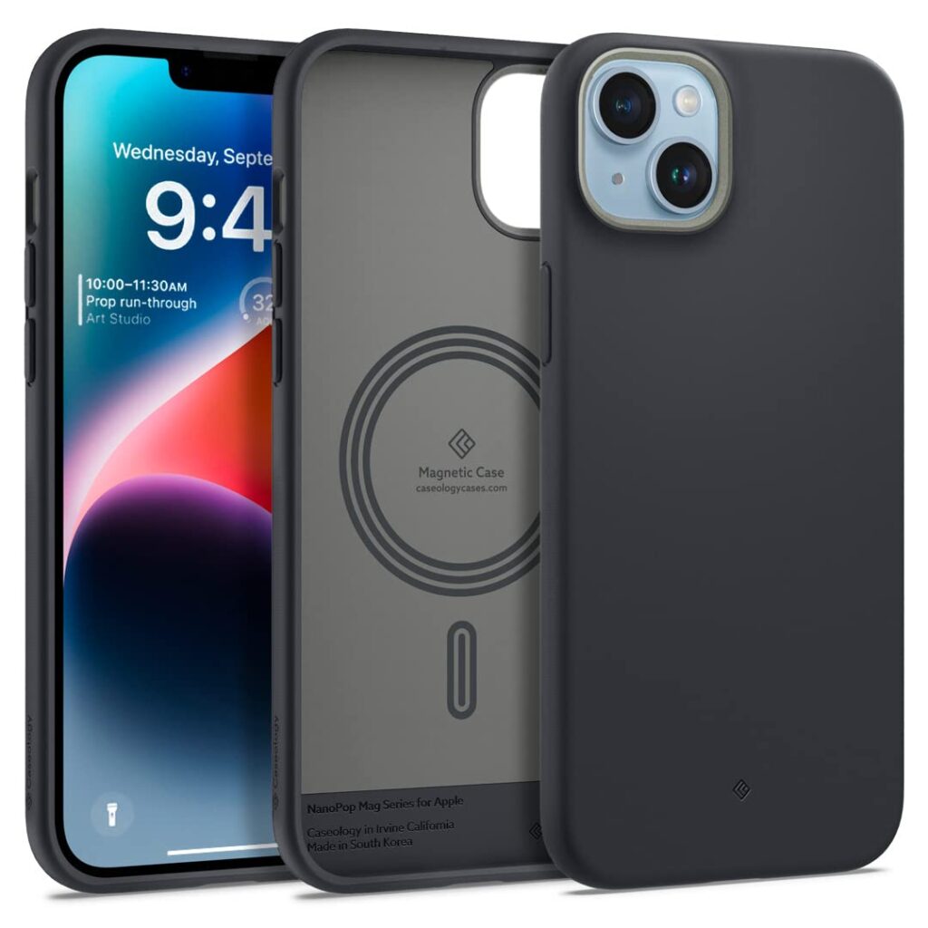 CASEOLOGY by Spigen Nano Pop Mag Back Cover Case Compatible for iPhone 14 (TPU and Polycarbonate | Black Sesame)