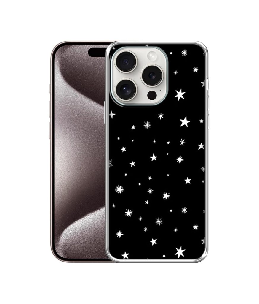 Amazon Brand- Solimo Basic Case for Apple iPhone 15 Pro Max (Silicone_Sperking Stars)