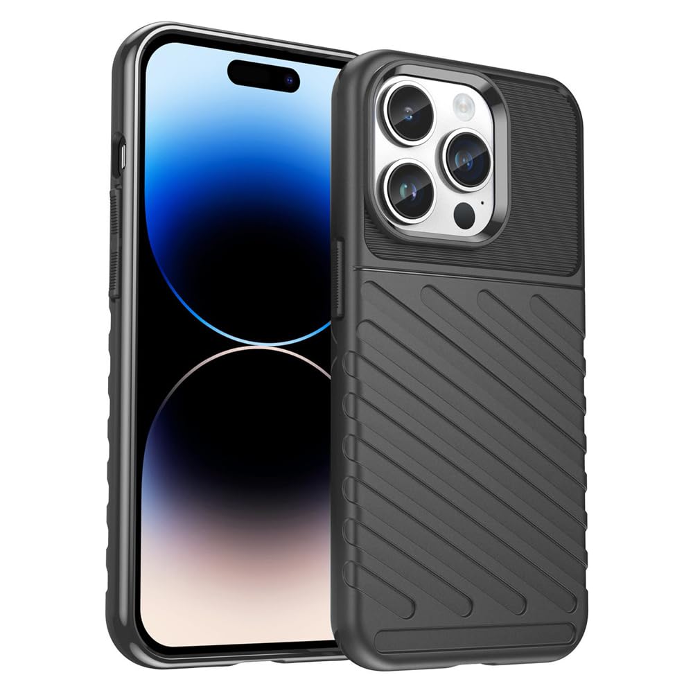 Amazon Brand- Solimo Basic Case for Apple iPhone 14 Pro Max (Carbon Fiber_Black)