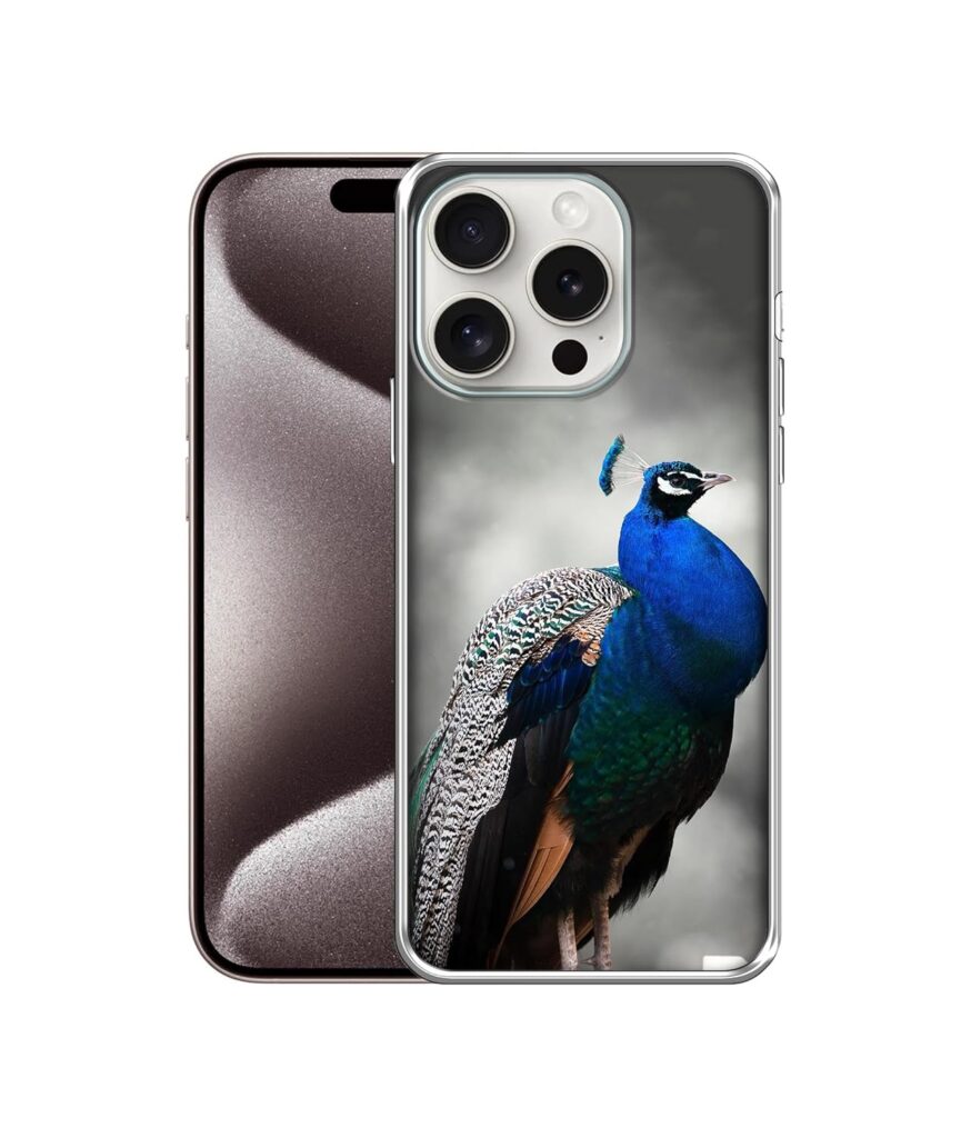 Amazon Brand- Solimo Basic Case for Apple iPhone 15 Pro Max (Silicone_Peacock)