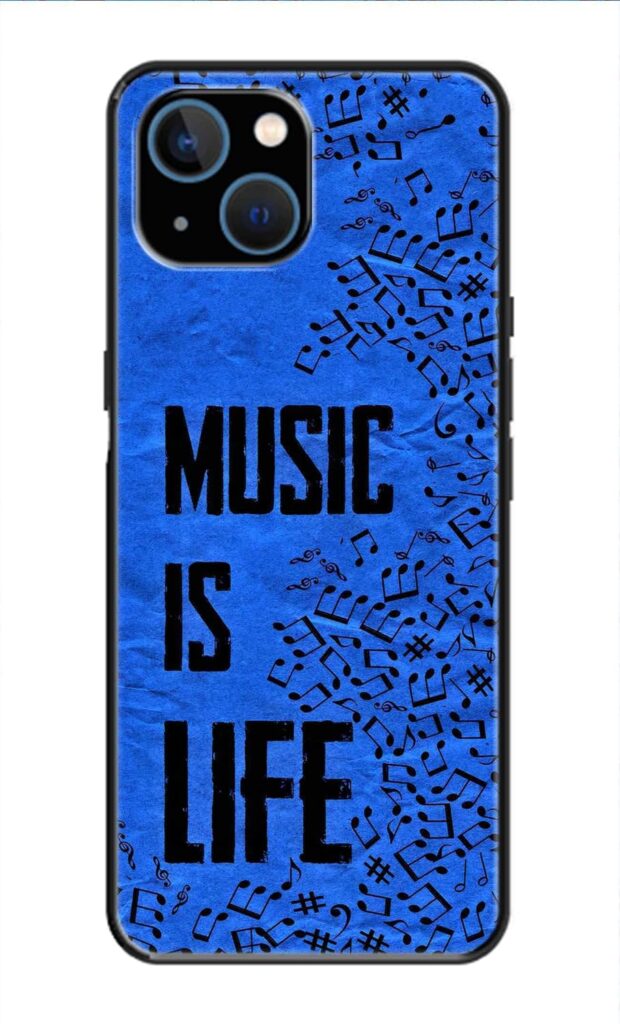 Metal TPU Printed Back Cover for Apple iPhone 14 Plus (Music is Life) 360 Degree Protection | Camera Protection -25092024(AE)
