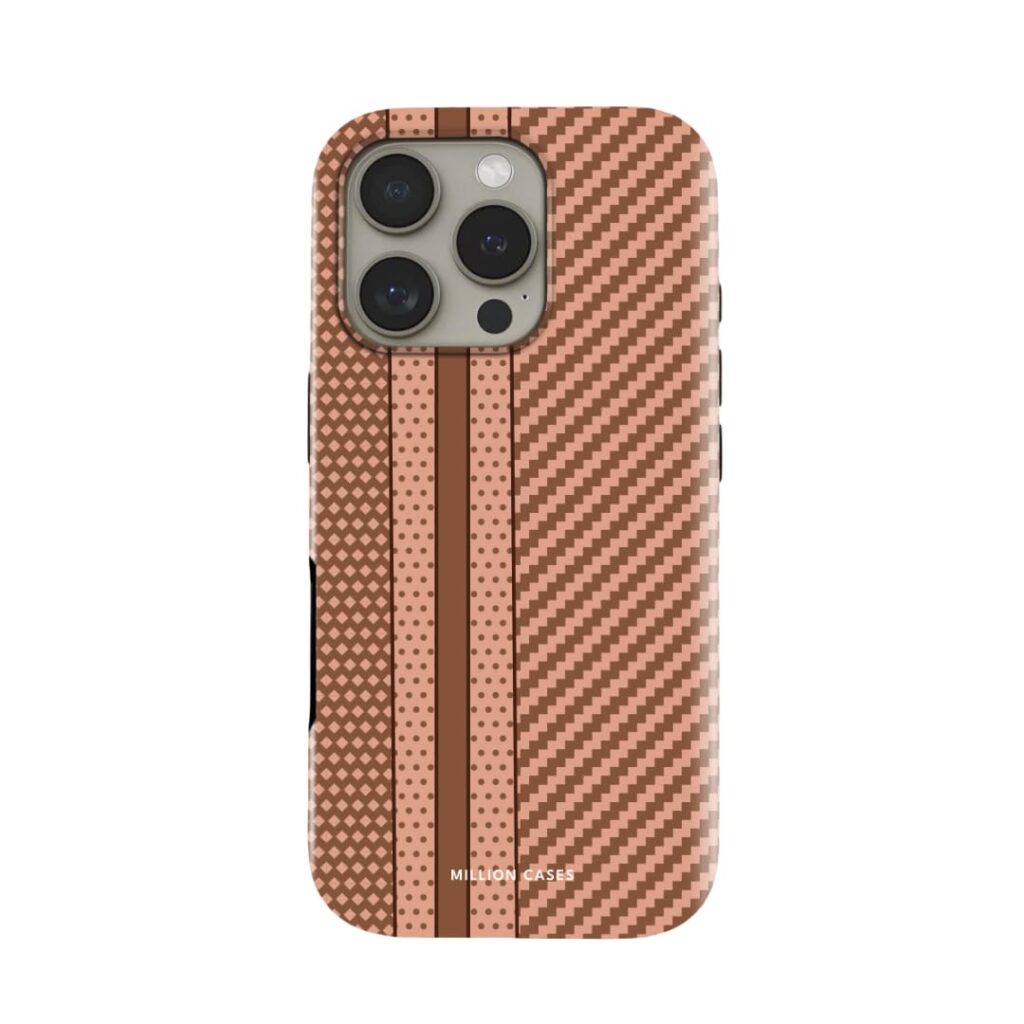 MILLION CASES Back Cover Case for iPhone 15 Plus Scratch Resistant Anti-Slip Polycarbonate Shockproof Protective Durable Caramel Grid Crystal Case for Men & Boys