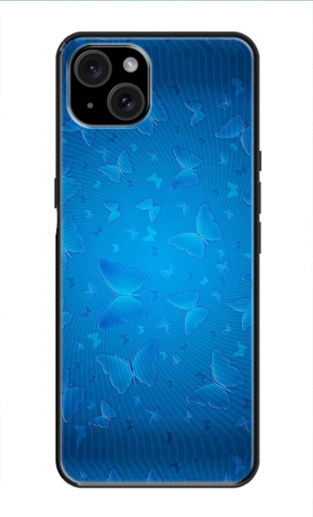 Metal TPU Printed Back Cover for Apple iPhone 15 Plus (Seamless Butterflies) 360 Degree Protection | Camera Protection -29032025(BA)