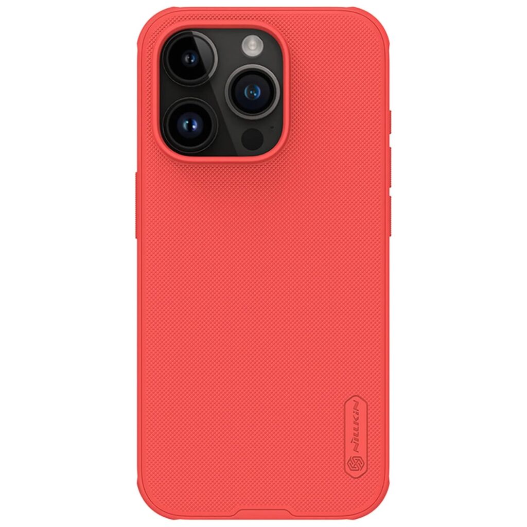 Nillkin Case for Apple iPhone 15 Pro Max (6.7" Inch) Super Frosted Shield Pro Hard Back Soft Border (PC + TPU) Shock Absorb Cover Raised Bezel Camera Protect PC Without Logo Cut Red Color