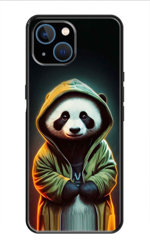 Metal TPU Printed Back Cover for Apple iPhone 14 Plus (Cartoon Panda -S1) 360 Degree Protection | Camera Protection -25092024(AP)