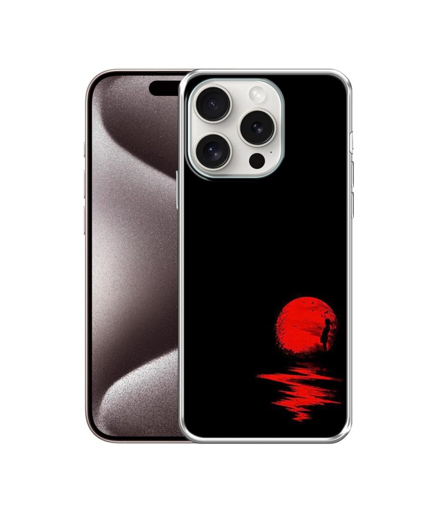 Amazon Brand- Solimo Basic Case for Apple iPhone 15 Pro Max (Silicone_Red Moon)