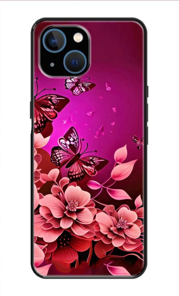 Metal TPU Printed Back Cover for Apple iPhone 14 Plus (Butterflies) 360 Degree Protection | Camera Protection -25092024(S)