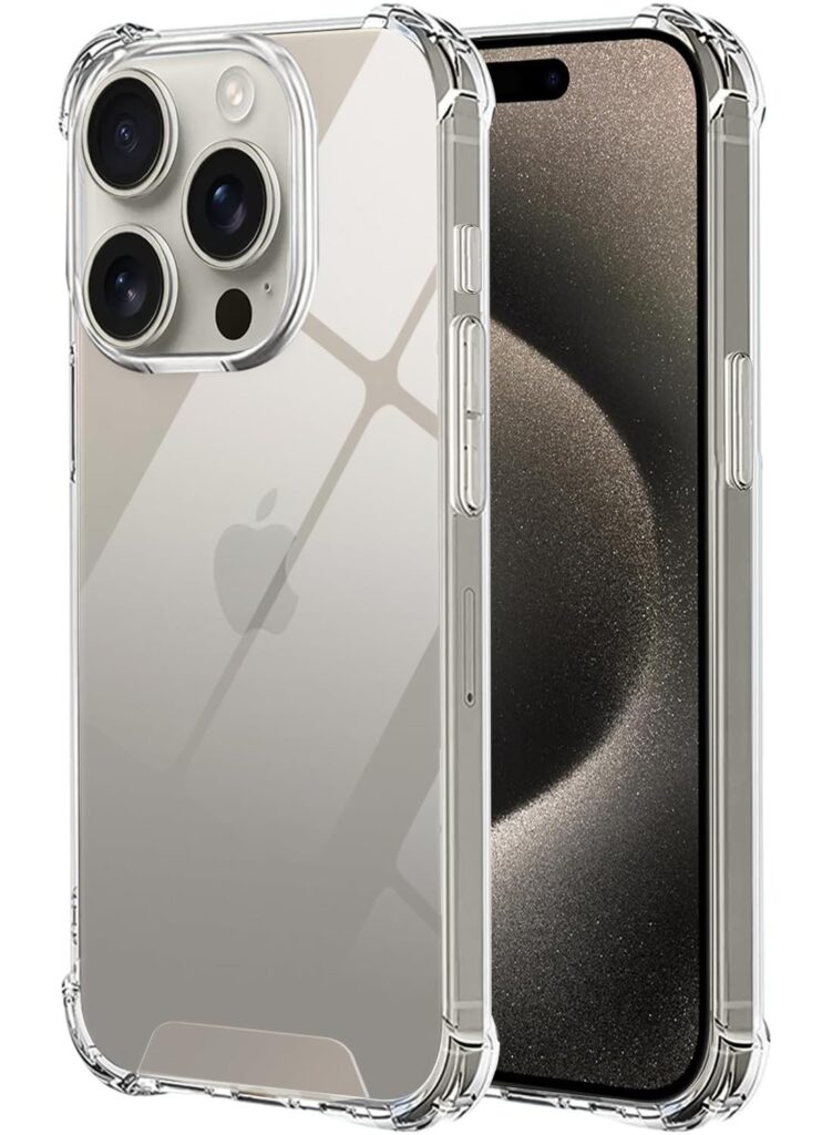 Amazon Brand - Solimo Ultra Hybrid Clear Camera Protection Corner Bumper Back Cover Case for iPhone 15 Pro - (Transparent)