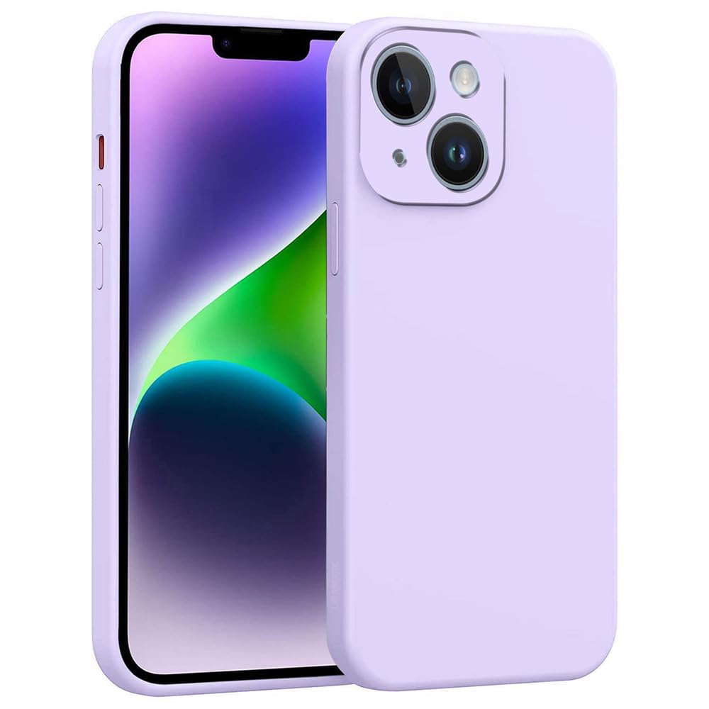 Amazon Brand - Solimo Mobile Cover for Apple iPhone 14 | Full Camera Protection | Premium Liquid Silicon Case | Flexible Bumper Case for Apple iPhone 14 (Purple)