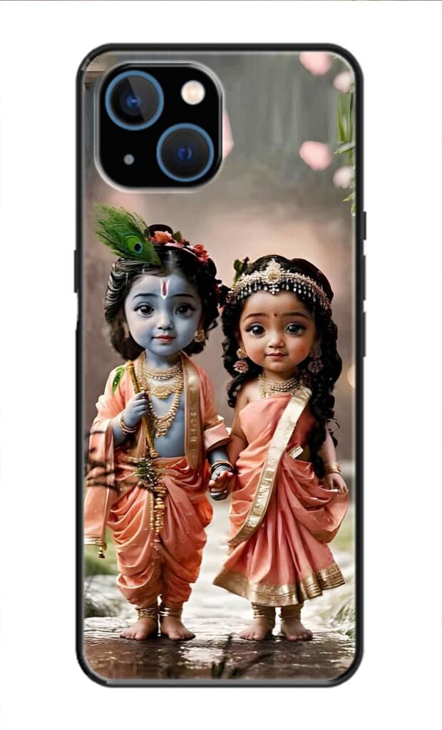 Metal TPU Printed Back Cover for Apple iPhone 14 Plus (Radha Krishna Love -J2) 360 Degree Protection | Camera Protection -25092024(at)