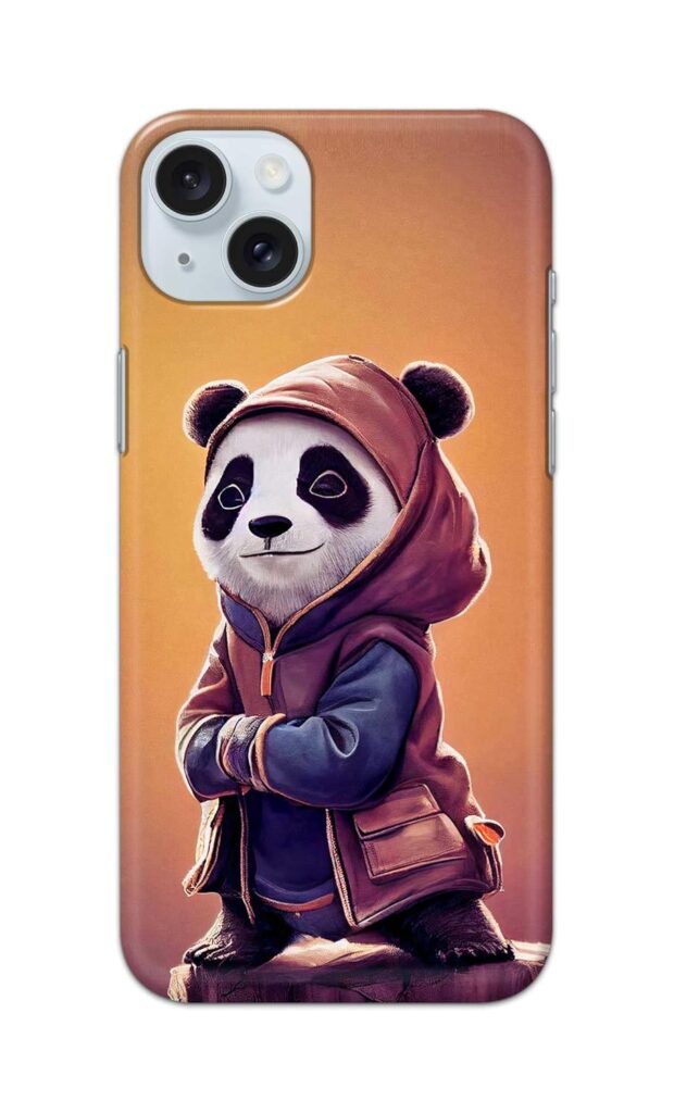 Printed Hard Back Cover for Apple iPhone 15 Plus Back Cover (Cartoon Panda -R1) -190724(ES)