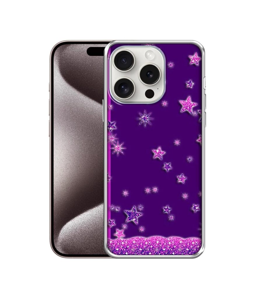 Amazon Brand- Solimo Basic Case for Apple iPhone 15 Pro Max (Silicone_Sparkling Stars)