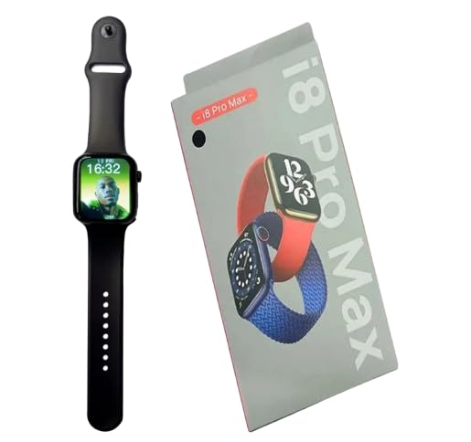 I8 Pro Max Smartwatch | Black Strap | Fitness Tracker with Heart Rate, Sleep Monitor & Bluetooth Calling