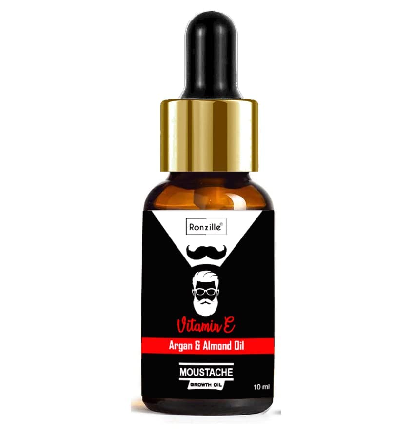 RONZILLE Beard Oil for Growing Beard Faster with Almond and Argan 100% Natural (Mustache Regrowth Oil)
