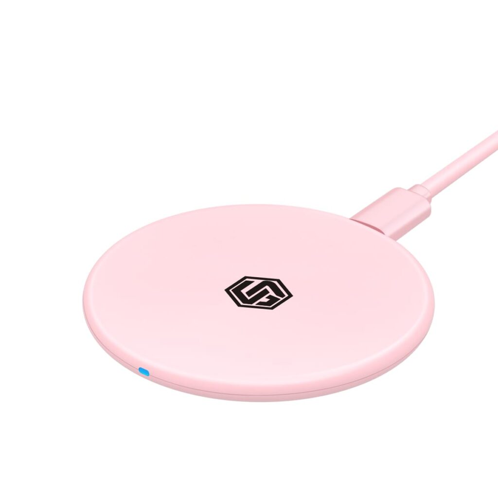 UNIGEN® Audio Unipad 200 Wireless Charger, 15W Qi Fast Wireless Charging Pad [Type-C to C Cable] Compatible with All Wireless-Enabled Smartphones & Earbuds Pink