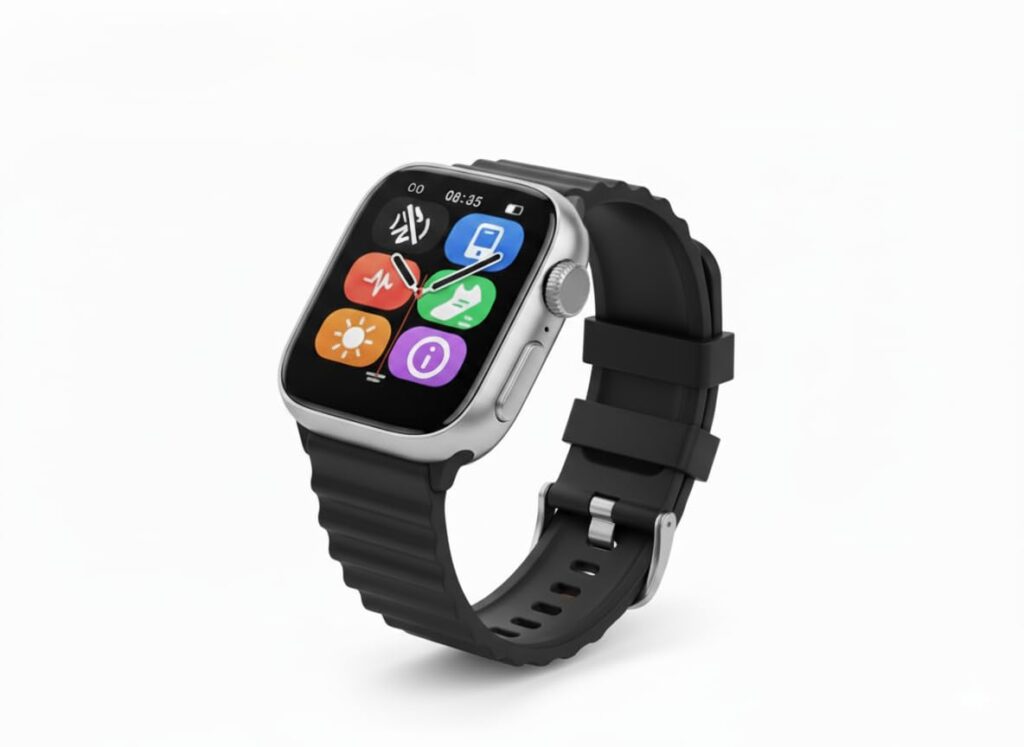 Smartwatch for Men & Women – Black HD Display, Customizable Faces, Fitness & Health Tracker, Emergency SOS, Sports Modes