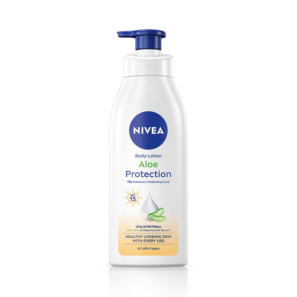 NIVEA Aloe Protection Body Lotion 400 ml | SPF 15 | Aloe Vera Extracts | Dep Moisture Serum | Men and Women | All Skin Type