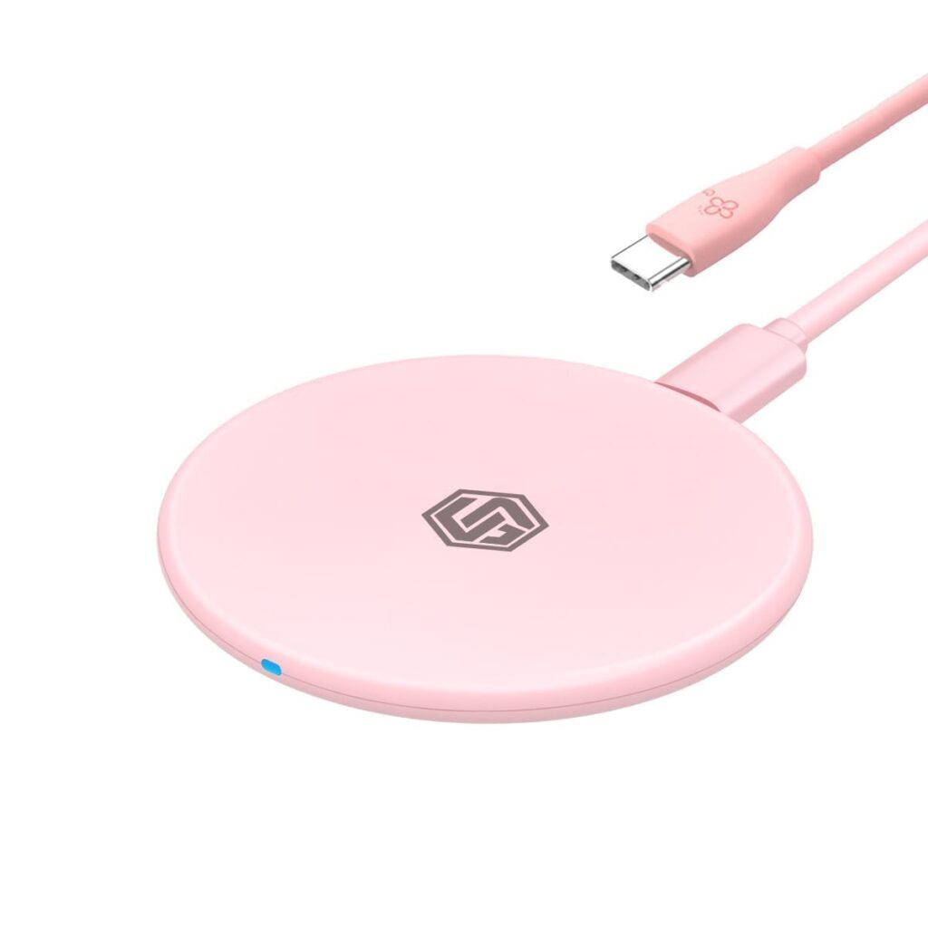UNIGEN UNIPAD 200 Wireless Charger 15W Qi Fast Wireless Charging Pad [Type-C to C Cable] Compatible with All Wireless Enabled Smartphones & Earbuds- Pink