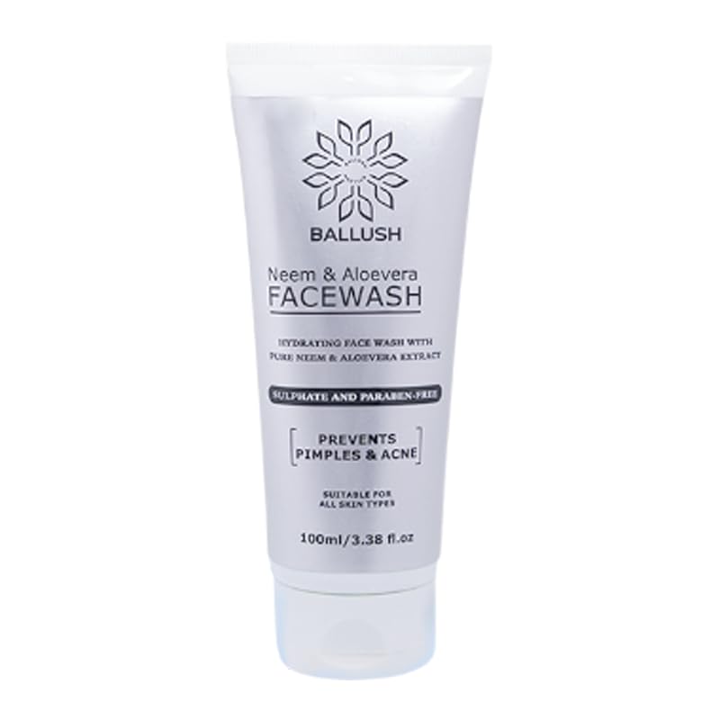 Neem and Aloe Vera Face Wash for Oily, Dry & Combination Skin | Natural Glowing Skin & Control Excess Oil | Gentle Exfoliating & Non-Drying | Women & Men | 100ml