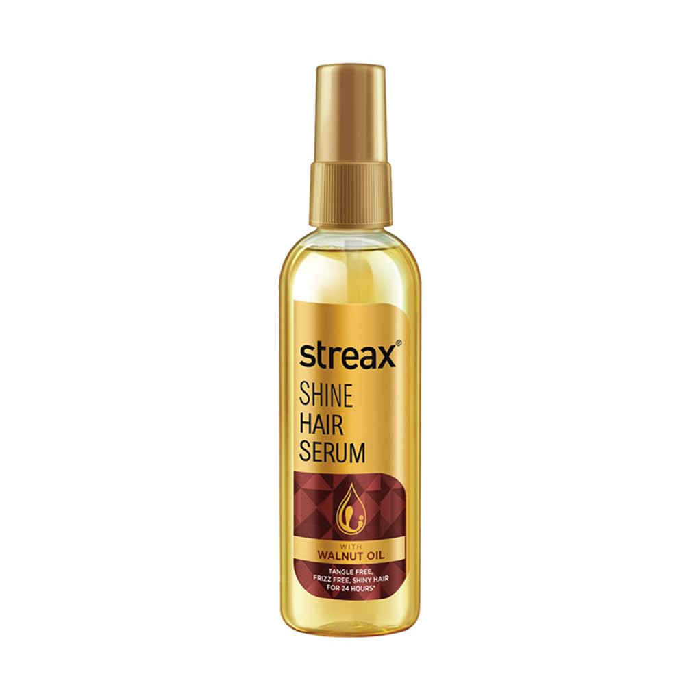 Streax Hair Serum 115ml, Hair serum for Dry & Frizzy Hair, for Women & Men, for Curly Hair, Wavy Hair, Straight Hair, Silk & Shine Vitalised with Walnut Oil