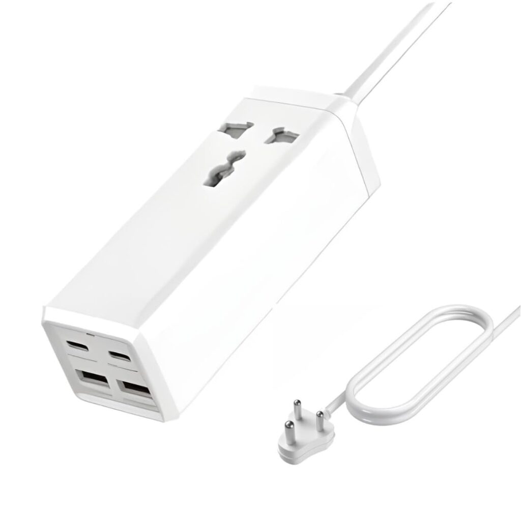 ABRALE 5 in 1 Super Charger 65W 2 USB Ports, 2 PD Type C Ports with 1 Power Socket Fit with Laptops,i-Phones, Mac-Book, Tablets, i-Pads, Power Banks etc