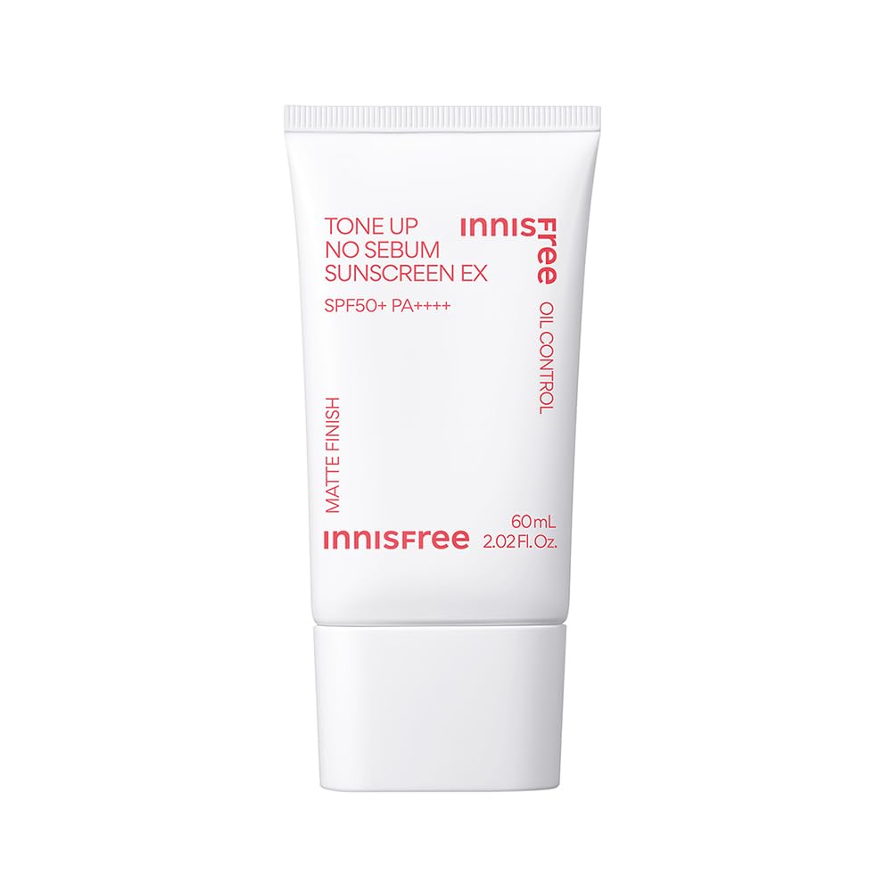 Innisfree Tone Up No Sebum Tinted Sunscreen 60ml with SPF 50+ PA++++ | Oil Control & Matte Finish, UV Protection, Clean Formula | Korean Sunscreen for Oily Skin, Non-Greasy, Sweat-Resistant