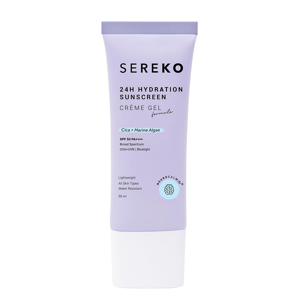 SEREKO Sunscreen SPF 50 PA++++ Crème Gel | Zero White Cast, Blue Light + UVA/UVB Protection | Quick Absorbing, Non-Greasy, 24H Hydration | For Men & Women | All Skin Types – 50ml