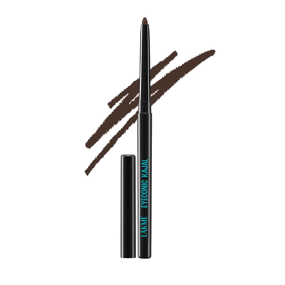 Lakme Eyeconic Kajal|| Classic Brown Colour|| Matte Kohl Liner in a Twist Up Pencil - Waterproof|| Smudge Proof & Long Lasting Eye Makeup|| 0.35 g
