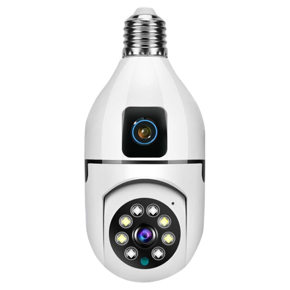 Maizic Smarthome Supercams 4MP WiFi Wireless Bulb Cam 2-in-1 Dual Lens Bulb Camera Live View, Bullet+PTZ Control, Two Way Audio,Color Night Vision, AI Human Detection for Indoor Camera (Dual Camera)
