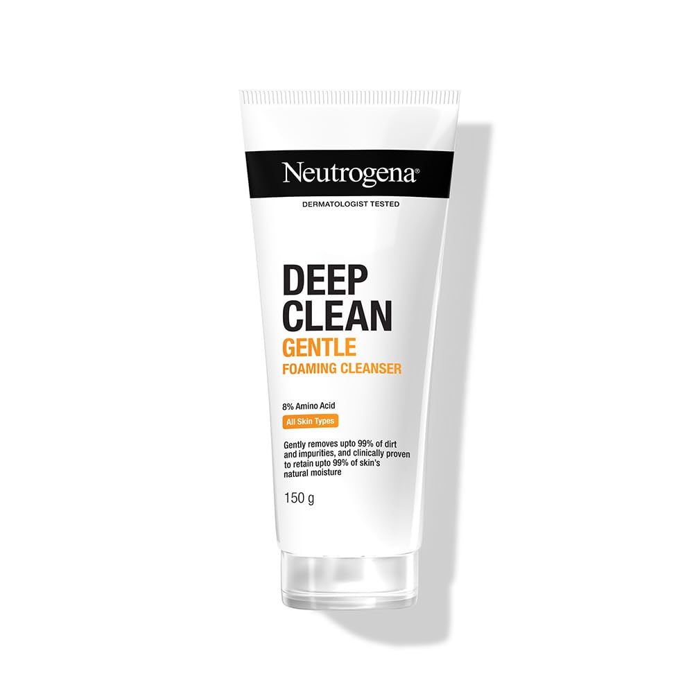 New & upgraded Neutrogena Deep Clean Foaming Cleanser | Hydrating, non drying | Gentle Formula | Skin pH Friendly | for Men & Women | Normal to Oily sensitive skin | Anti pollution facewash, removes PM 2.5 | Daily Cleansing | 150g