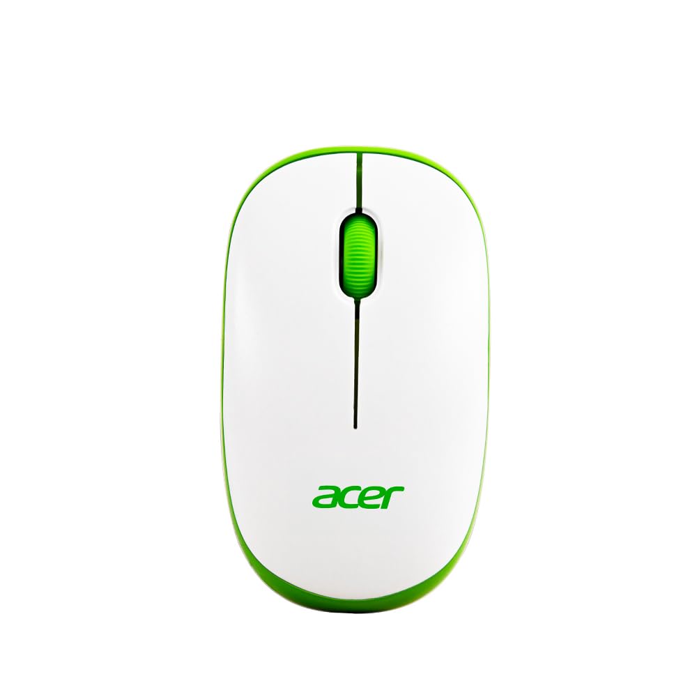(Refurbished) Acer Wireless Mouse (1600 DPI/2.4 GHz Wireless Frequency/Optical Sensor/USB Dongle) | Color: White/Green
