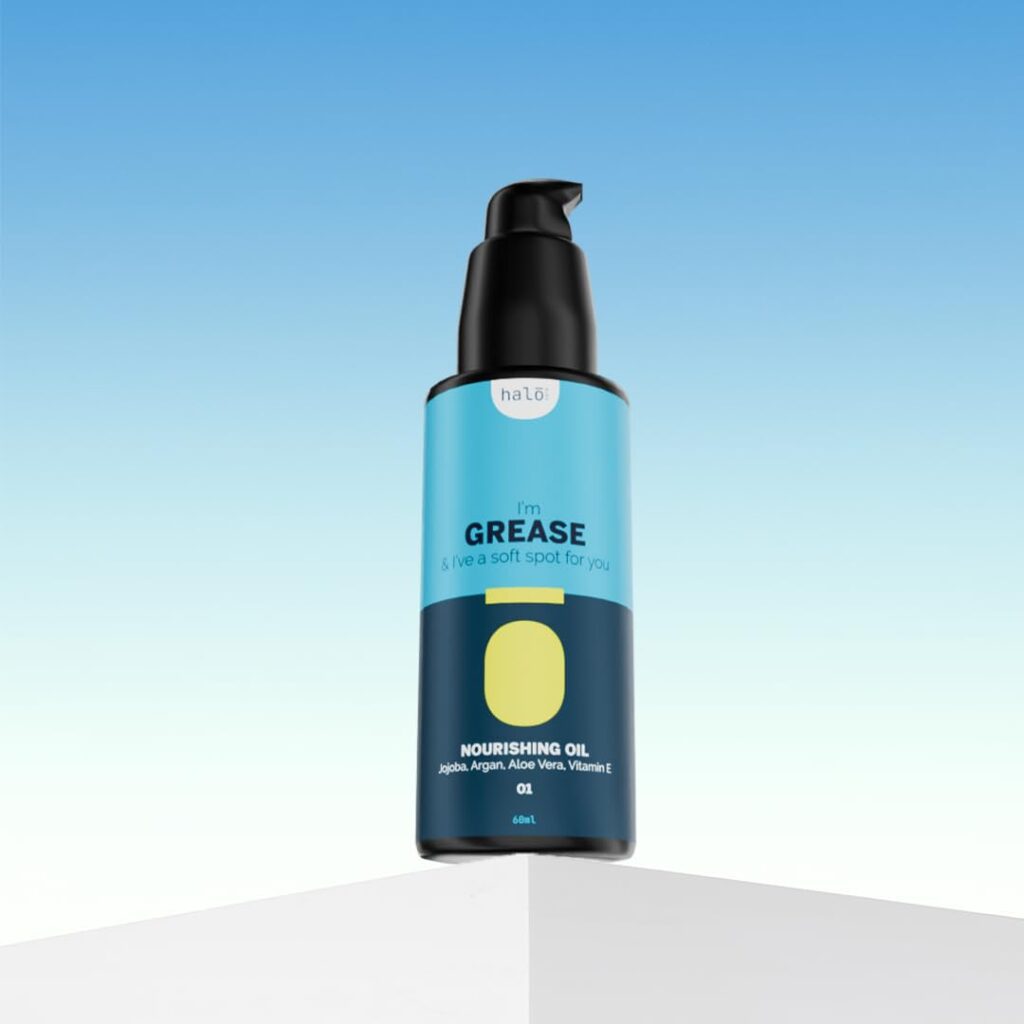 Halo Care Grease - Nourishing Pre Shave Oil for Men - Infused with Coconut, Argan, Jojoba, Aloe Vera & Vitamin E - Softens Skin, No Nicks - Suitable for All Skin Types - Improve Skin Health - 60 ML