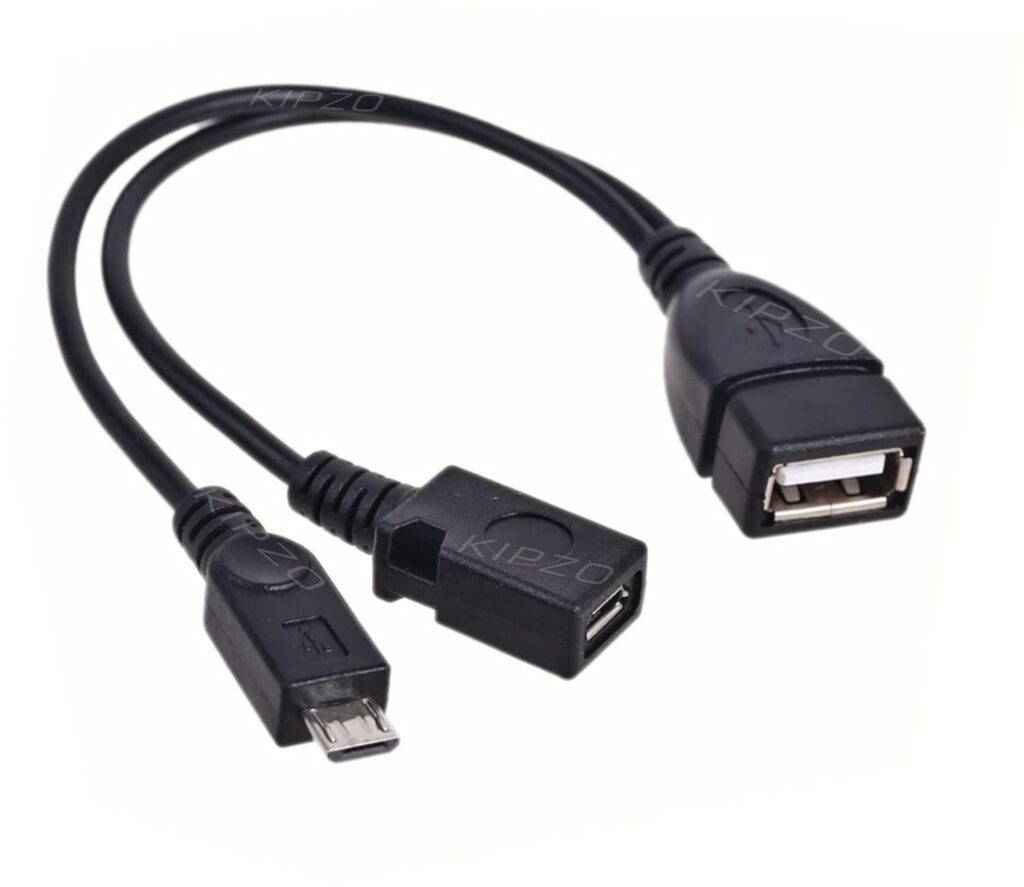 New 2 in 1 Micro USB Y Splitter Cable, Micro USB 2.0 Male to USB Female with USB OTG Hosting to Power up OTG Device not for Charging Phone
