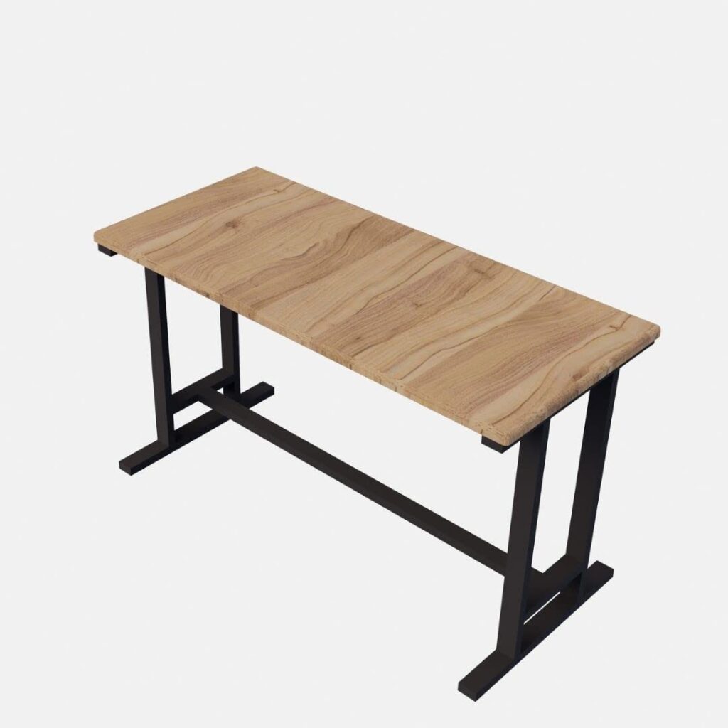 Ventuos - Multipurpose Acacia Wood Finish Office Table Computer Desk (120x60x73cm) Modern Sturdy Office Desk PC Laptop Study Writing Table for Home Office, I- Shape (Brown & Black)