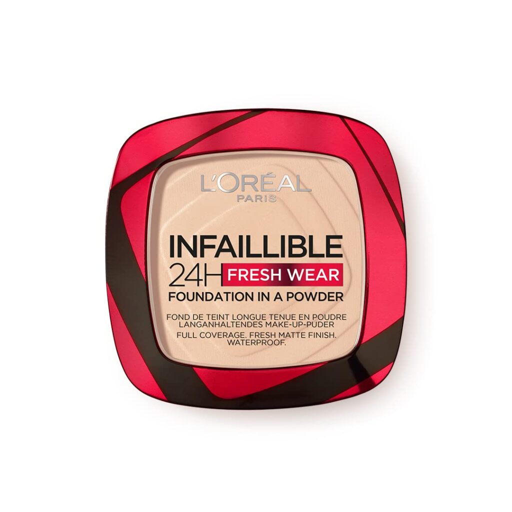 L'Oreal Paris Infallible 24H Fresh Wear Foundation in a Powder, 20 Ivory, 9g, Waterproof, sweatproof & transferproof formulation, 24H long-lasting, unshakable foundation