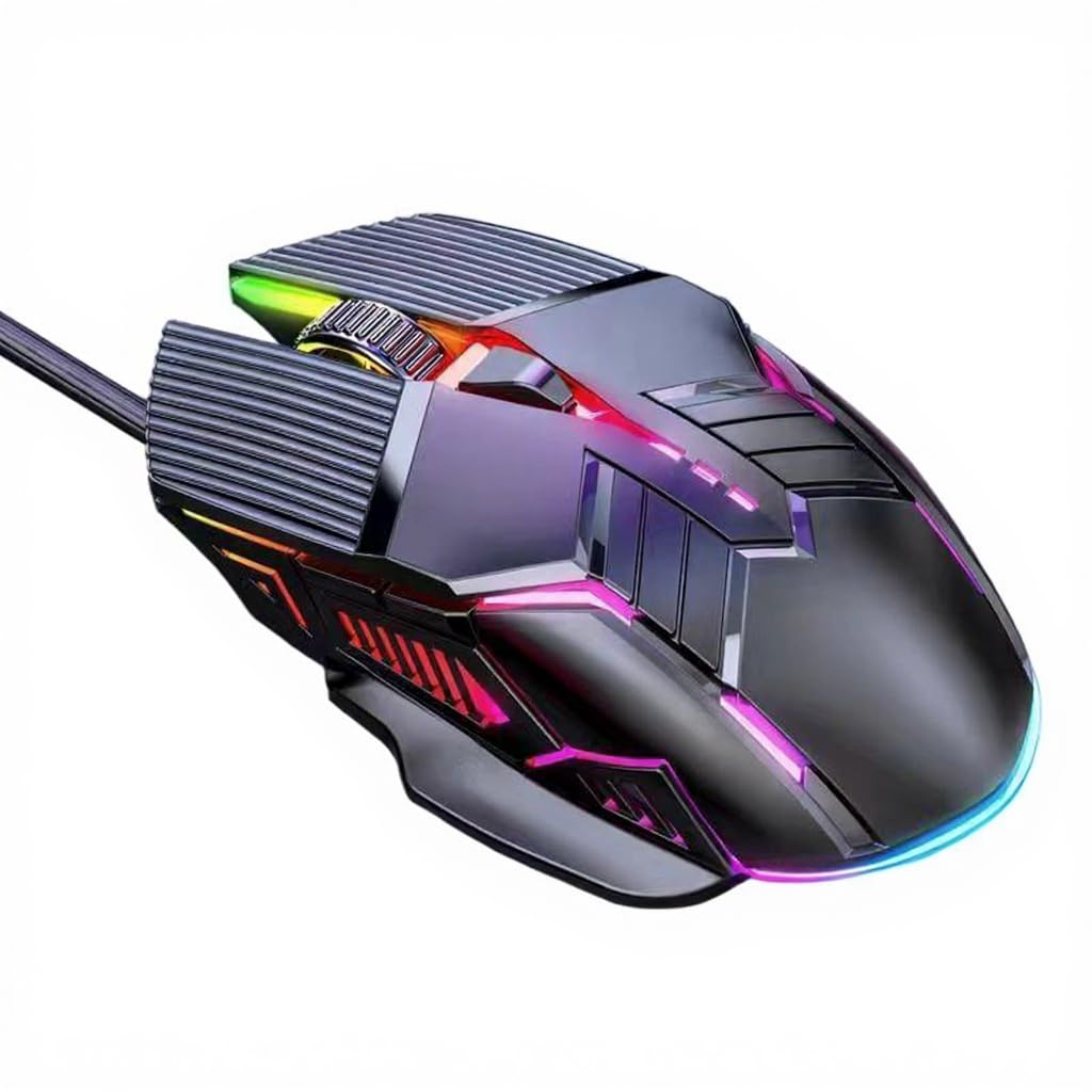 Game Wired Luminous Mouse USB | Silent Gaming Controller with RGB Lights 12m Cable for Office & Home Desktop Use Ergonomic Design Robust